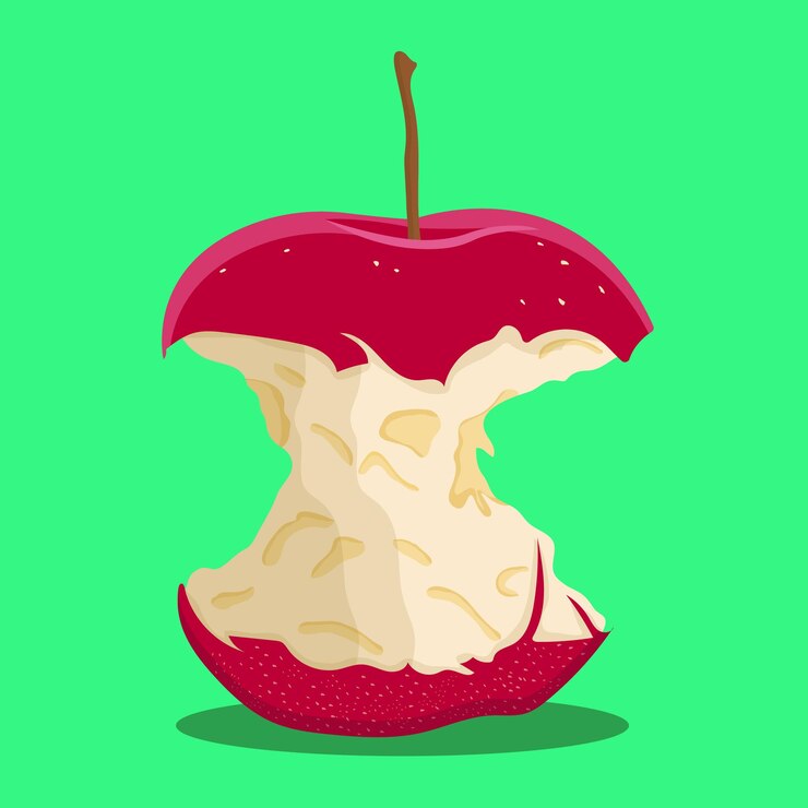 वेक्टर apple core isolated on green background