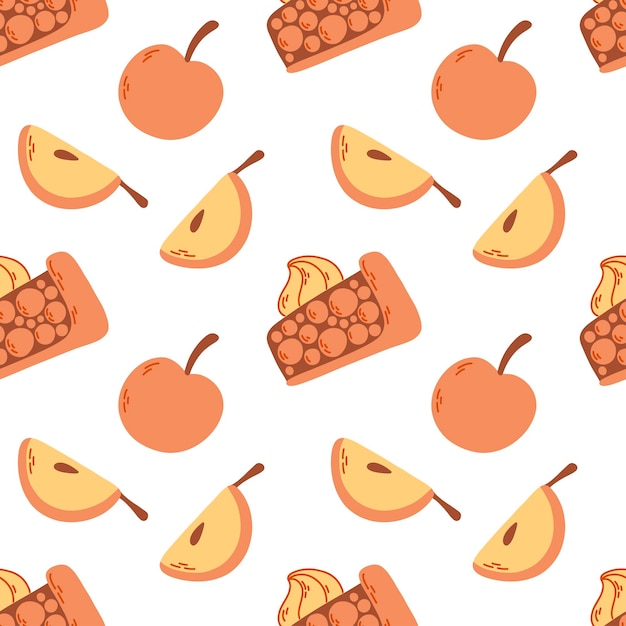 Apple crumble with cream and apples Vector seamless pattern for packaging wrapping paper