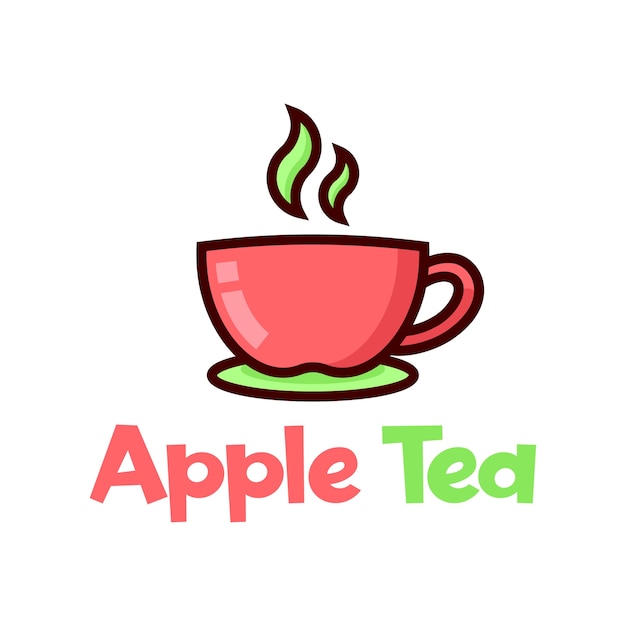 AN APPLE CUP OF TEA CARTOON LOGO