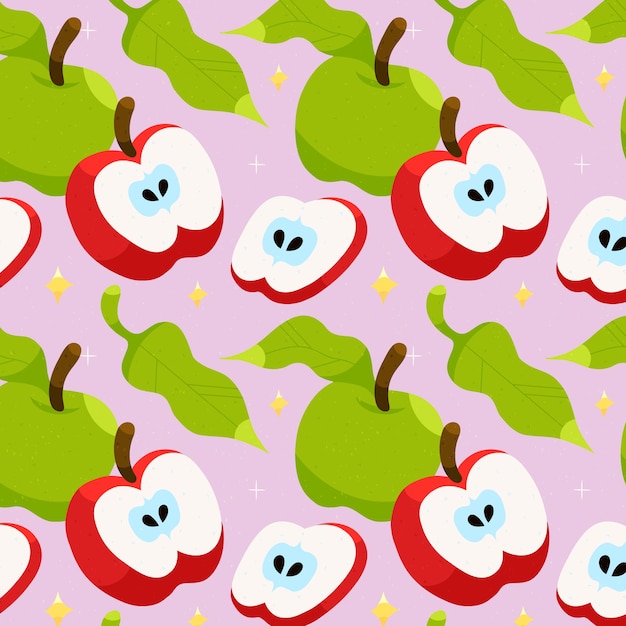 Vector apple  drawing pattern