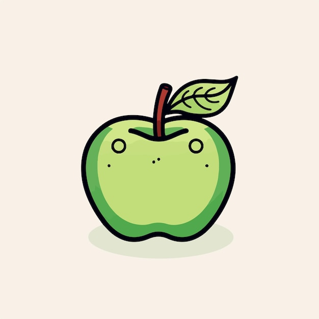 An apple drawn out with some leaf