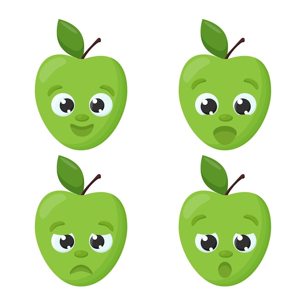 Вектор apple emoji коллекция смайликов герои мультфильмов для детей