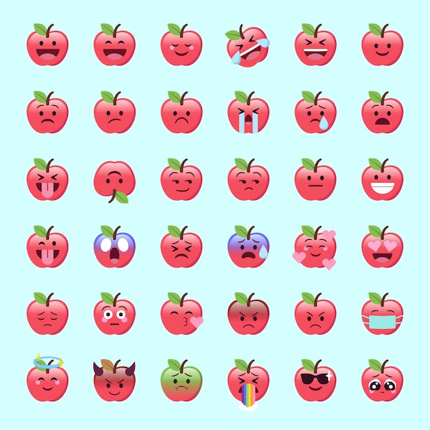 Apple-emoji-gezichten met schattige uitdrukkingen voor sociale media