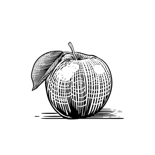 Vector apple engraving style vector