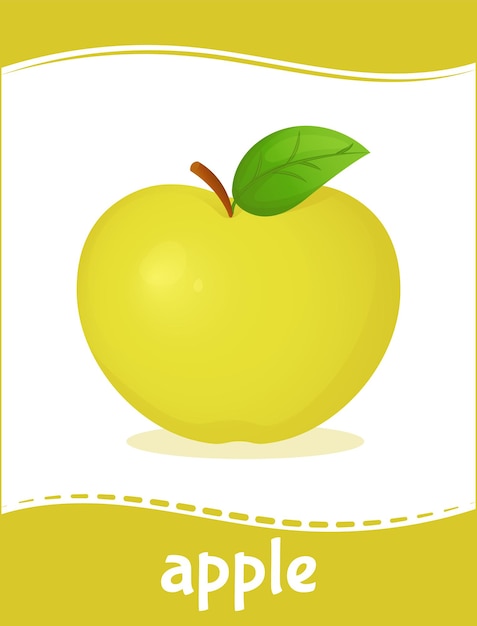 Вектор apple флешка для изучения фруктовой лексики развивающая карточка для детского сада