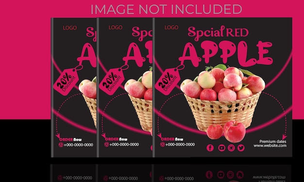 Apple food039s social media banner ontwerp kleur rood en roze kleur