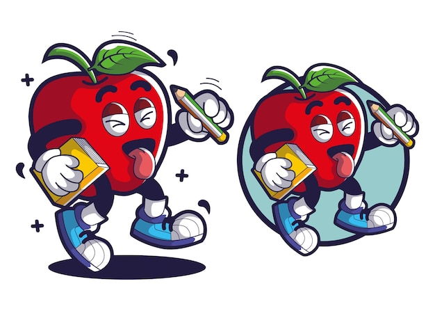 Apple fruit cartoon character mascot illustration