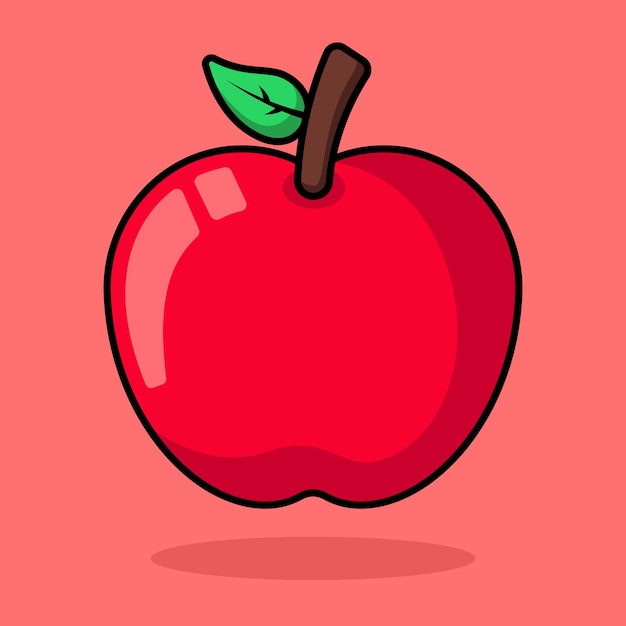 Apple Fruit Coloured Outline