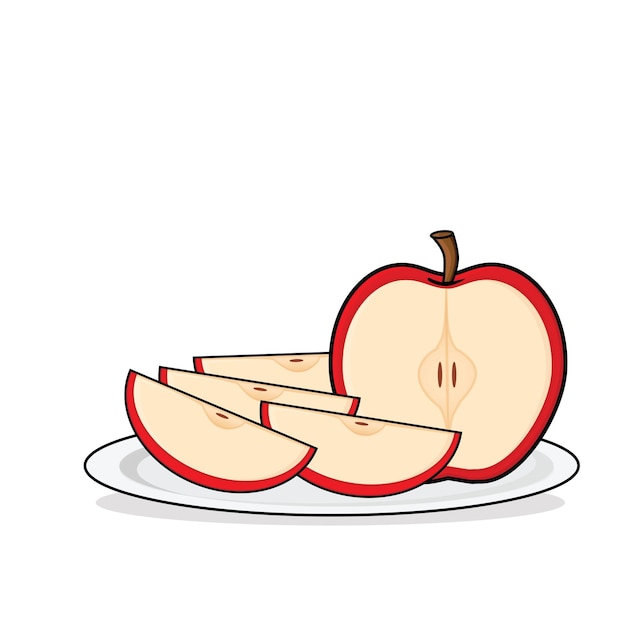 Vettore mela frutta mela verde mela rossa vettore cartone animato