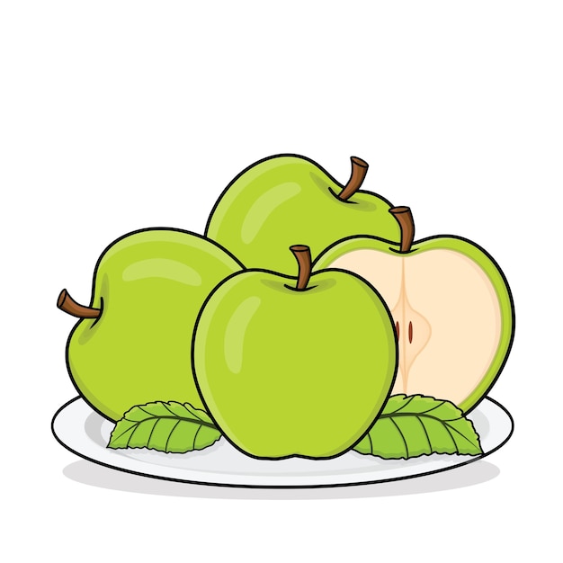 Vector apple fruit green apple red apple cartoon vector