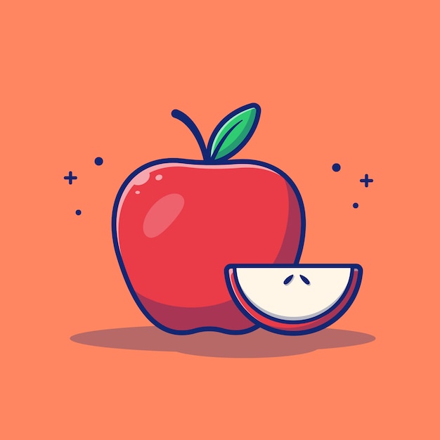 Apple fruit illustratie. appel en plakjes appel.