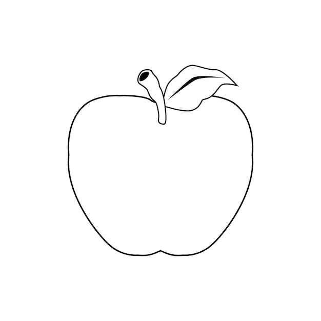 apple fruit illustration 2d flat graphic outlined