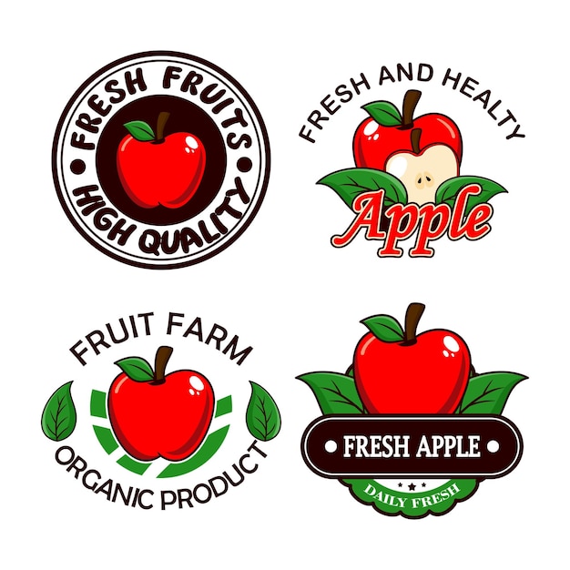 Vettore collezione di design del logo della frutta mela