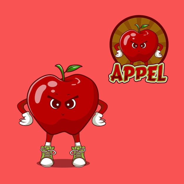 Apple fruit logo mascotte ontwerp