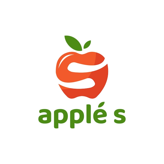 Apple fruit logo with letter s shape