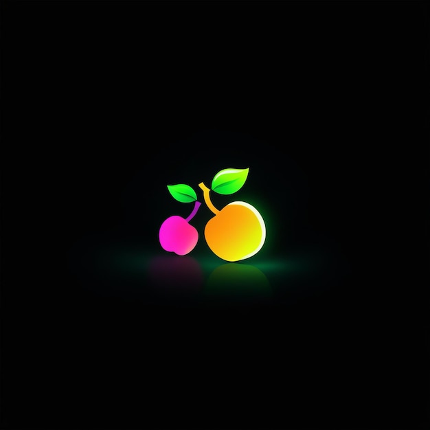 apple fruit neon glow icon illustration apple fruit neon glow icon illustration 3D rendering of