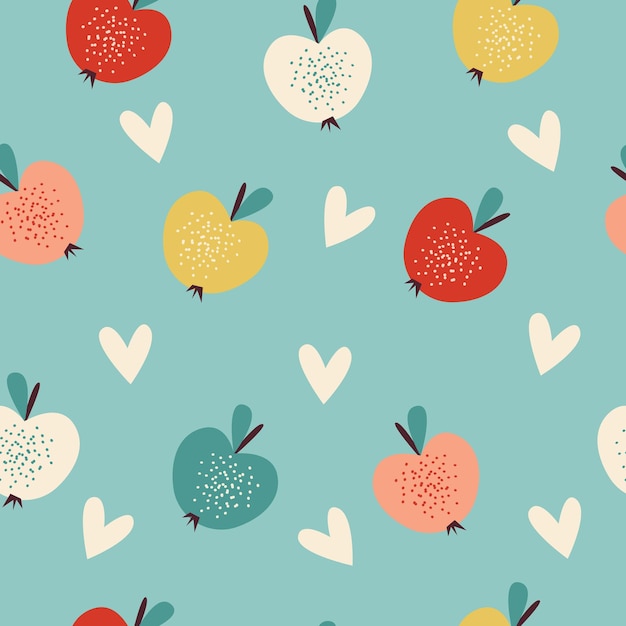 Apple fruit seamless pattern abstract repeated background Vector illustration