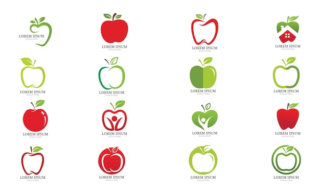 Apple fruits logo and symbol vector