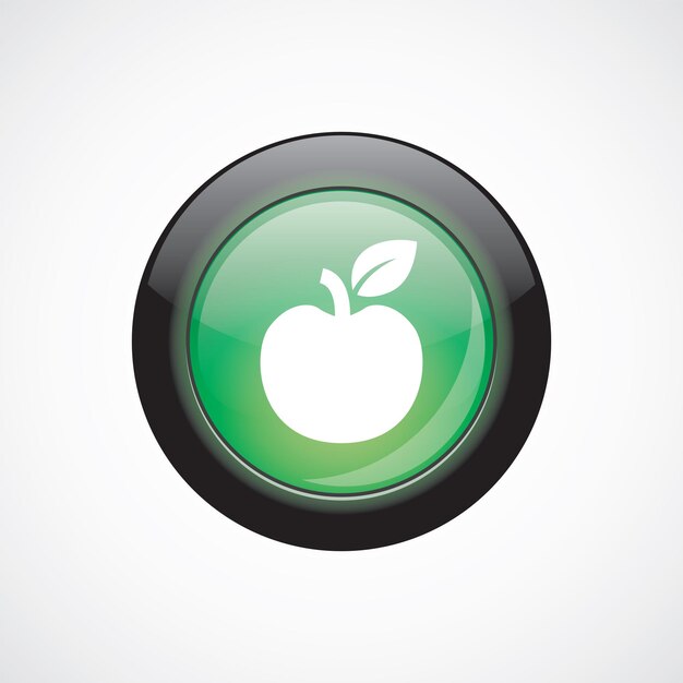 Apple glass sign icon green shiny button. ui website button