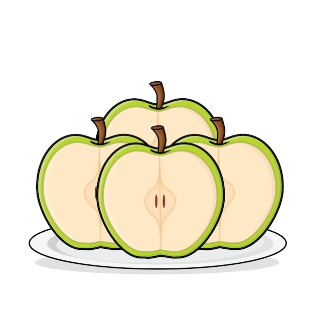 Vector apple green apple apple fruit apple cartoon apple vector