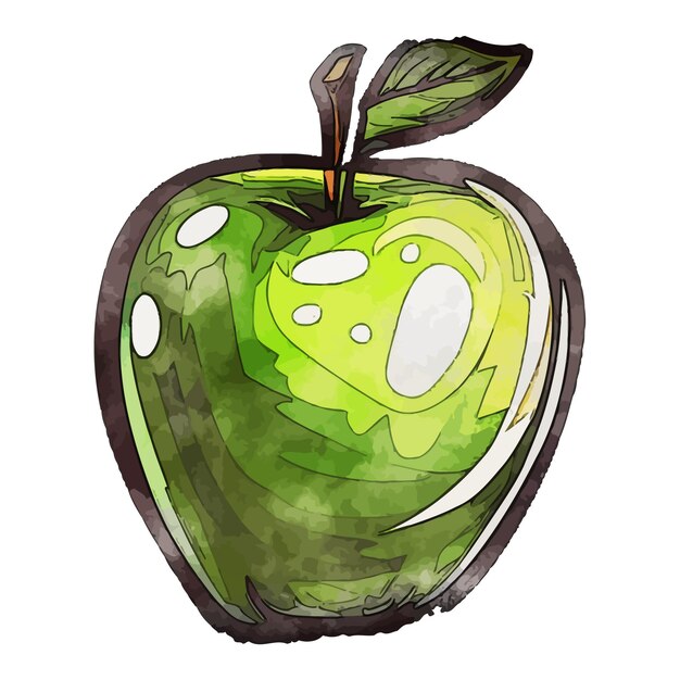 Vector apple green watercolor vector illustration