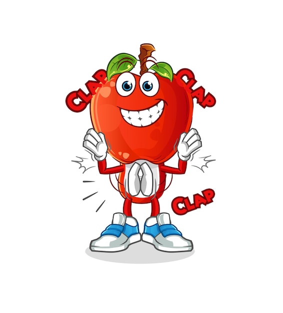 Apple head cartoon applause illustration character vector