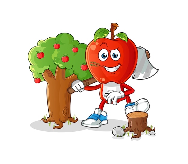 Apple head cartoon Carpenter illustration character vector