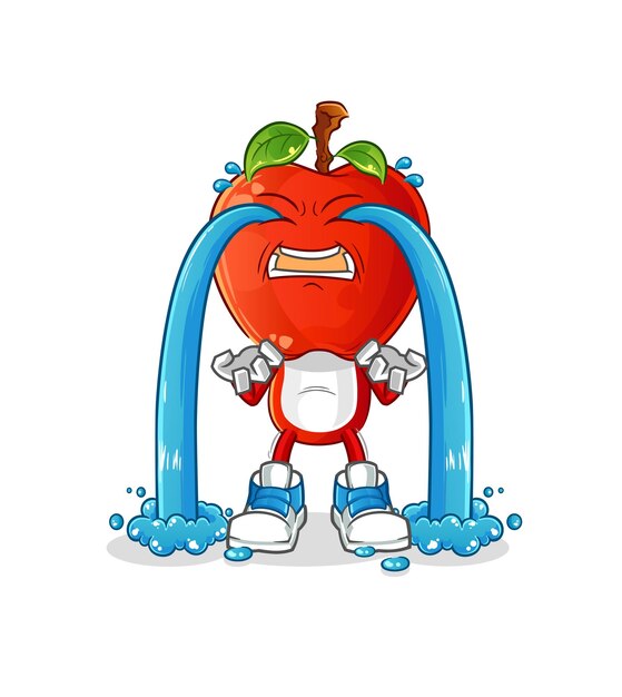 Apple head cartoon crying illustration character vector