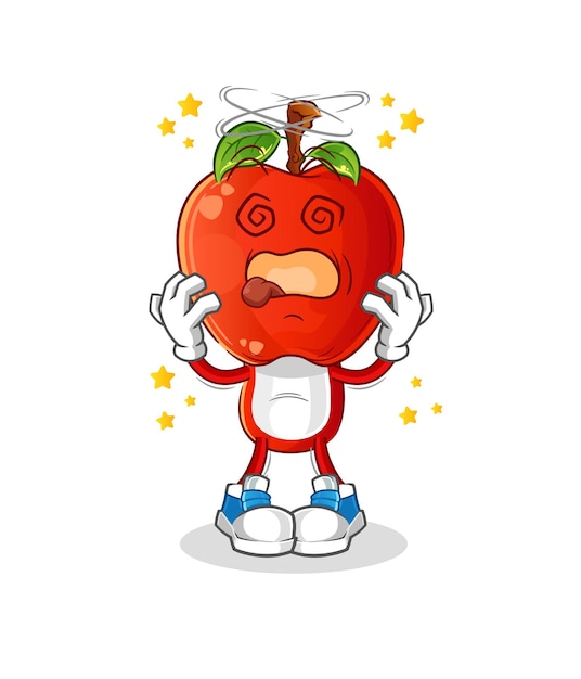 Apple head cartoon dizzy mascot cartoon vector