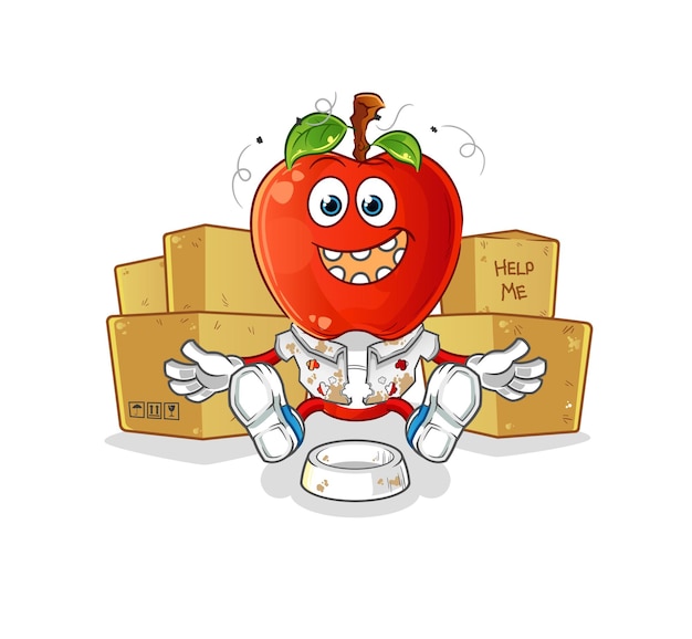 Apple head cartoon homeless character cartoon mascot vector