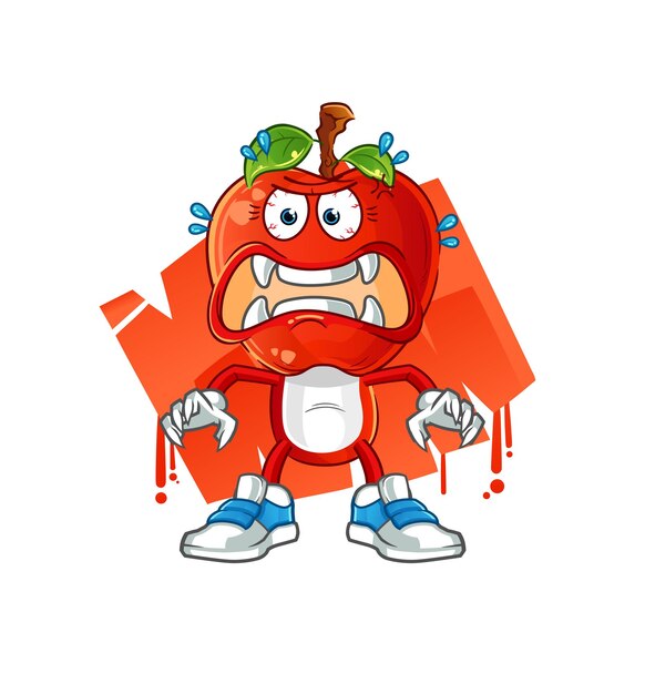 Apple head cartoon monster vector cartoon character