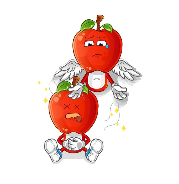 Apple head cartoon spirit leaves the body mascot. cartoon vector