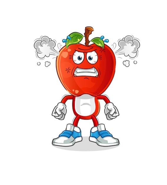 Apple head cartoon very angry mascot cartoon vector