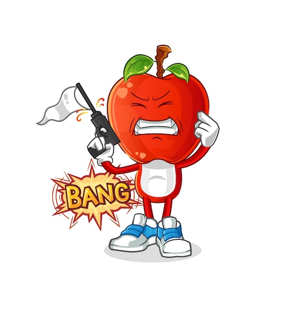 Apple head cartoon warning shot mascot cartoon vector