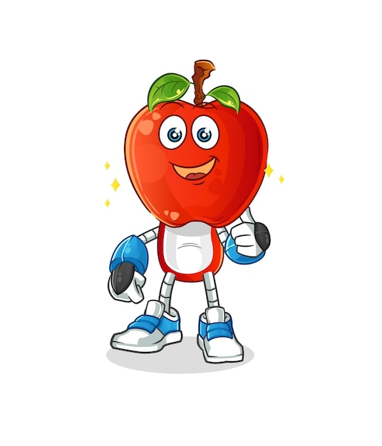 Apple hoofd cartoon robot karakter cartoon mascotte vector