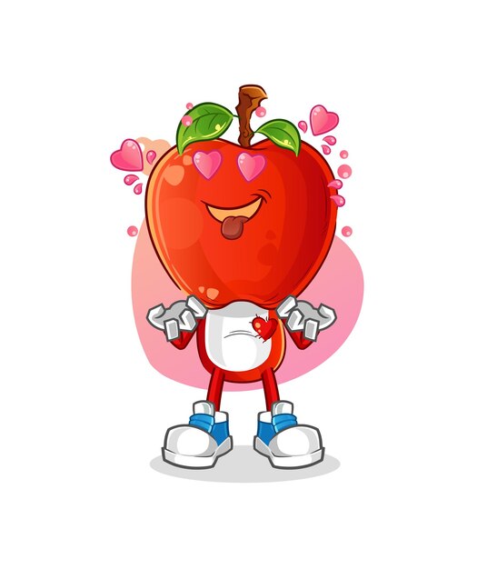 Apple hoofd cartoon verliefd vector stripfiguur