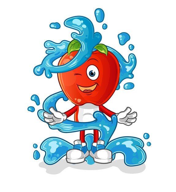 Vector apple hoofd cartoon vers met water mascotte. cartoon vector