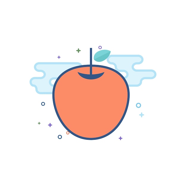 apple icon flat color style vector illustration