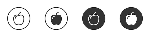 Apple icon set Outline and flat design Vector illustration