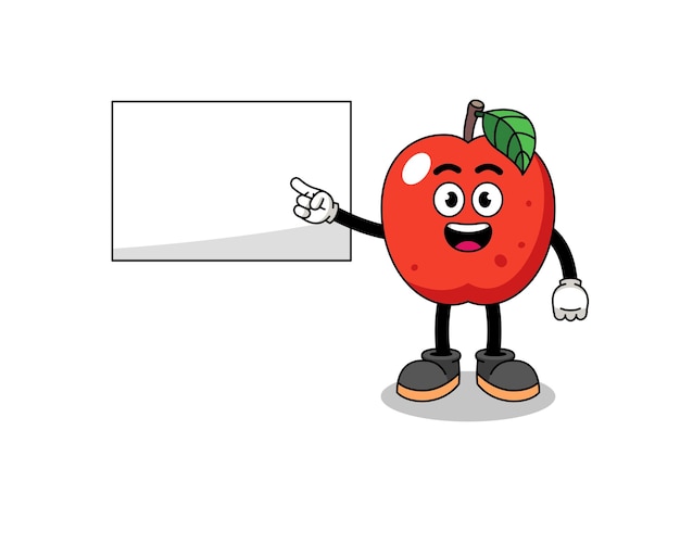 Vector apple illustration doing a presentation character design