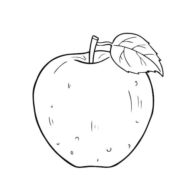 Apple illustration on a white isolated background coloring book outline drawing