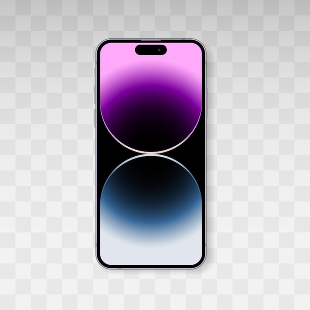 Vettore apple iphone 14 pro e apple iphone 14 max in colore deep purple tecnologia touch screen world