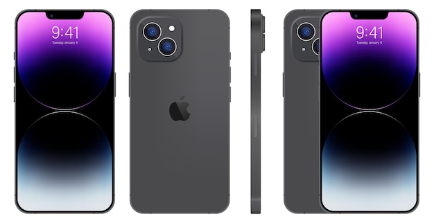 Apple iphone 14 smart phone available in black color new iphone 14 pro max mockup screen iphone and back side iphone by apple inc editorial