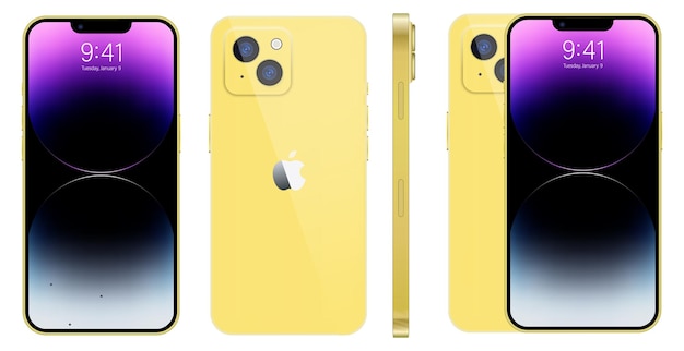 Vector apple iphone 14 smart phone available in golden color new iphone 14 pro max mockup screen iphone and back side iphone by apple inc editorial