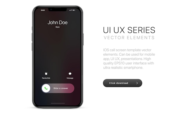 Apple iPhone IOS call screen design concept set with realistic blurry background Incoming out coming