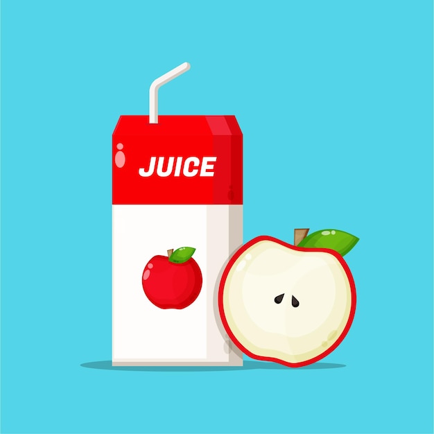 Premium Vector | Apple juice box with apple slice icon Premium Vector | Apple juice box with apple slice icon