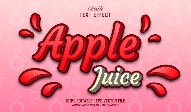 Vector apple juice editable text effect