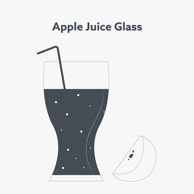 Apple juice glass drawing on white background. Icon vector.