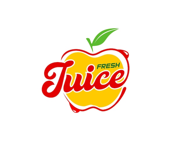 Икона яблочного сока или этикетка свежего фруктового напитка