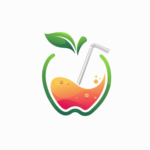 Premium Vector Apple juice logo with color gradient concept